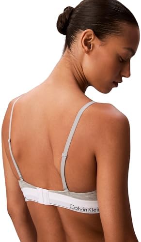 Damen Bralette Lightly Lined Triangle Tiefer Ausschnitt, Grau (Grey Heather), S
