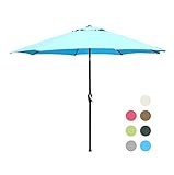 Blissun 9' Patio Umbrella Aluminum Semi-auto Autotilt and Crank Garden Parasol (Light Blue)