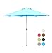 Blissun 9' Patio Umbrella Aluminum Semi-auto Autotilt and Crank Garden Parasol (Light Blue)