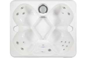 HUDSON BAY SPAS Hudson Bay HB15 4-Person Hot Tub with 15 Therapy Jets and Digital Controls – White Acrylic Interior and Mocha Exterior Cabinet - Ideal for Backyard Relaxation and Hydrotherapy