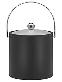 Kraftware Bartenders Choice Fun Colors Collection Ice Bucket 3-Quart, Black, Double Wall Construction, Keep Ice Perfectly Chilled, Hotel Ice Bucket, Guest Room Bar Area Ice Bucket, Bale Handle