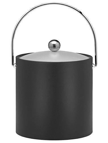 Kraftware Bartenders Choice Fun Colors Collection Ice Bucket 3-Quart, Black, Double Wall Construction, Keep Ice Perfectly Chilled, Hotel Ice Bucket, Guest Room Bar Area Ice Bucket, Bale Handle