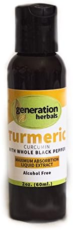 Generation Herbals Turmeric Curcumin Liquid Extract Made with Whole Black Pepper for Maximum Absorption. No Alcohol. Recommended For All Ages. Manufactured, Tested Under the Guidance of Michael Sanft