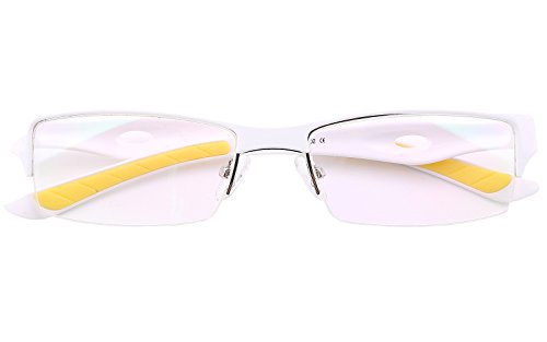 Agstum TR90 Mens Womens Sports Optical Half Rim Glasses Frames (White, 54)