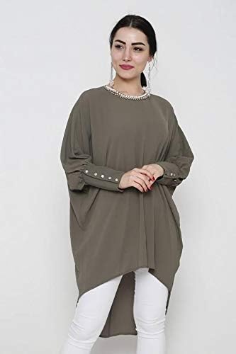 سيستينا بلوزة زيتي داكن قبة دائرية نساء Amazon Ae