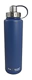 EcoVessel BIGFOOT Triple Insulated Stainless Steel Water Bottle with Tea - Fruit and Ice Infuser - 45 oz - Hudson Blue