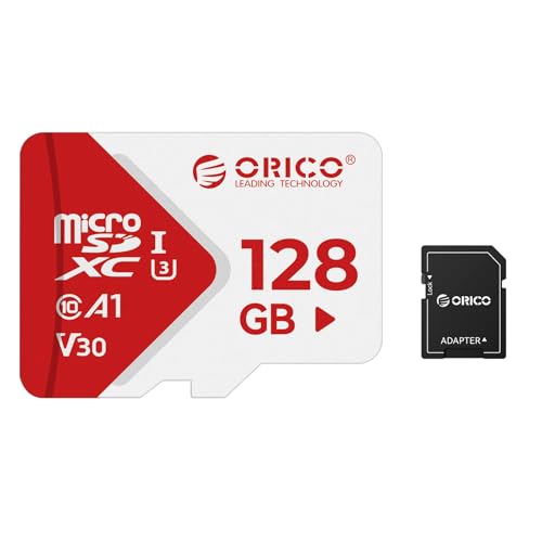 ORICO 128GB SDXC TF Card - UHS-I U3 Class 10 V30 A1 Memory Card with SD Adapter for 4K Video Recording, Drones, Action Cameras & Mobile Devices