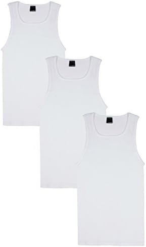 CottonNet Men's Premium Heavy Weight Sleeveless Ripped Muscle Shirt Tank Top - 3 Pack (3X-Large, White)