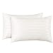 Bedsure Two-Pack Satin Pillowcases Set for Hair Cool and Easy to WASH King 20x40 Striped Off-White with Envelope Closure
