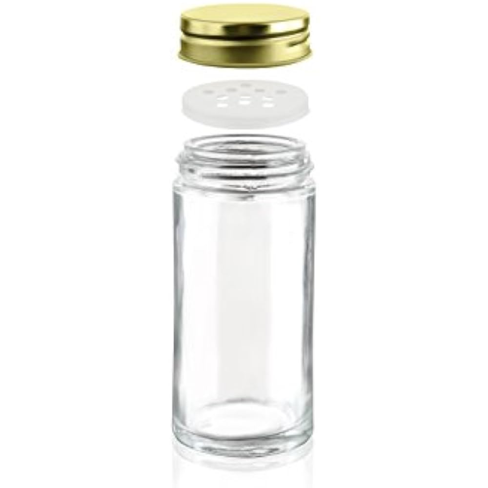 French Round Glass Spice Jars Set Of 24 With Shaker Lids And