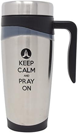 Suck Up Gifts Keep Calm and Pray On Stainless Steel 16 Oz Travel Tumbler Mug (Gray)