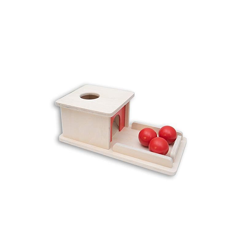 Montessori Object Permanence Box Wooden Toy Tray and Ball Drop w/ Three (3) Balls Baby First Learning Toys Imbucare Box