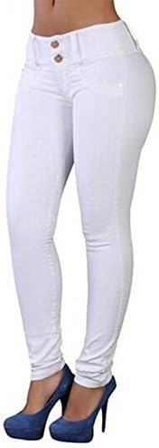 Women Solid Butt Lift Medium Waist Jegging Comfy Stretch Denim Skinny Jeans