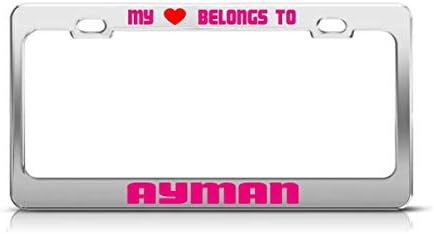 YYHTXGW My Heart Belongs to Arden Male Boy Names License Plate Frame Metal Chrome