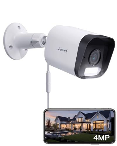 ARENTI Cámara de Seguridad Exterior O3, 4MP 2.5K Cámara WiFi Alexa IP65 Impermeable, Camaras de Vigilancia con Audio Bidireccional y Detección de Movimiento, Compatible con Alexa y Google Assistant