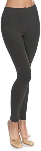 Basic Solid Full Length Footless Tights Leggings Pants (Plus Size (Size 14-20), LG06 Charcoal Grey)