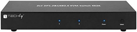 Techly 101928 KVM Switch 2 Ports DisplayPort1.2 for Dual Monitor Black