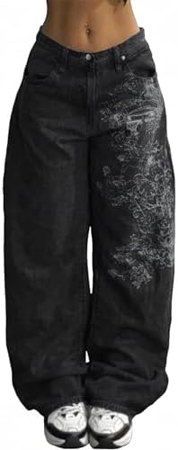 OATSBAS Unisex Y2K Hip-Hop Gothic Jeans Casual Baggy Oversize