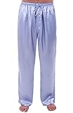 Del Rossa Men's Satin Pajama Pants, Long Pj Bottoms, Large Blue (A0757BLULG)
