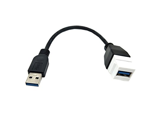 Poyiccot USB 3.0 Keystone Jack Cable, USB 3.0 A Male to USB 3.0 Keystone Jack Female M/F Pigtail Extension Keystone-to-Cable for Wall Plate Connectors Adapter Convertor Cable