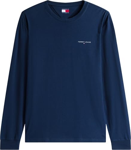 Uomo Maglietta a Maniche Lunghe Slim Chest Linear in Cotone, Blu (Dark Night Navy), XS