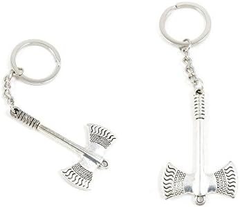 2 PCS Ax Axe Hatchet Keychain Keyring Jewelry Making Charms Door Car Key Tag Chain Ring Z6DN6X