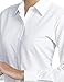 Luxe Microfiber Women's Button-Down Shirt Long Sleeve Regular Fit Point Collar - Style Becky White