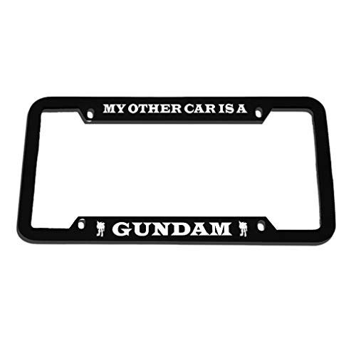 Speedy Pros My Other Car is A Gundam Zinc Metal License Plate Frame Car Auto Tag Holder - Black 4 Holes