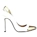 Loslandifen Womens Closed Pointed Toe High Heels Mix Gold Leather Pumps(302-1PingJin42,white)
