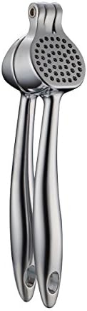 Kimmos® Heavy Duty Solid Stainless Steel Zinc alloy garlic press, Garlic Tools, Garlic Mincer, Garlic Peeler, Ginger Press - No Need Peel, No More Smelly Garlic Fingers (Silver color)
