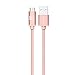 LAX Gadgets Braided Nylon Micro USB Charging and Data Sync Cable, 480 Mbps Data Transfer via USB 2.0 (6 Feet, Rose Pink)