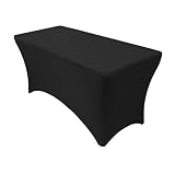 Your Chair Covers - Stretch Spandex 4 ft Rectangular Table Cover - Black, 48" Length x 30" Width x 30" Height Fitted Tablecloth for Standard Folding Tables,Party Table Cloth