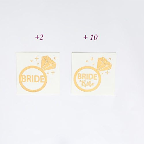 12 Pcs Bride Tribe Bachelorette Party Temporary Tattoos Gold Metallic Glitter Waterproof Tattoo Party Supplies