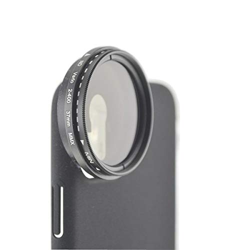 System-S ND Vario Filter 37 mm Neutral Density Filter Black with Case for iPhone 12 Pro Max