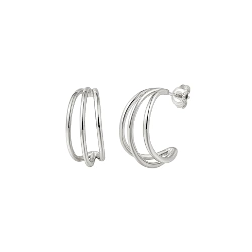 XENOX® Trio Large Creolen - Dame Ohrringe aus hochwertigem 925/- Sterlingsilber | XS91478