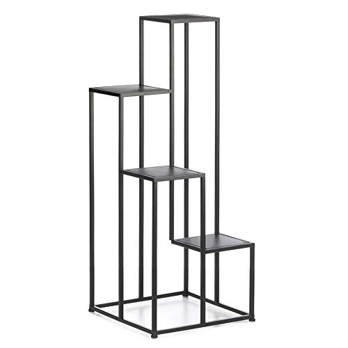 Aspen Tree 4 Tier Plant Stand Modern Metal Plant Shelf Black Multi Tiered Rod Iron Plants Stands Decorative Flower Pot Rack Contemporary Planter Racks Four Shelves Plant Lover Gifts
