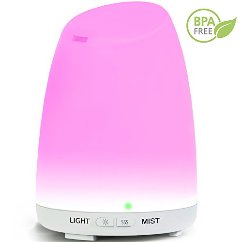 Essential Oil Diffuser, Mulcolor 120ml Ultrasonic Aroma Diffuser Aromatherapy Diffuser Cool Mist Humidifier with 7 Colors LED and Waterless Auto Shut-Off, Perfect For Bedroom Spa Yoga Christmas Gift