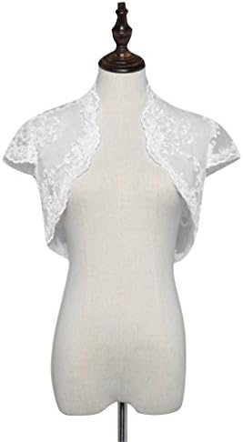 Dressyu Women's Lace Cap Sleeves Tulle Wedding Shrug Bridal Bolero Jackets Ivory US20W