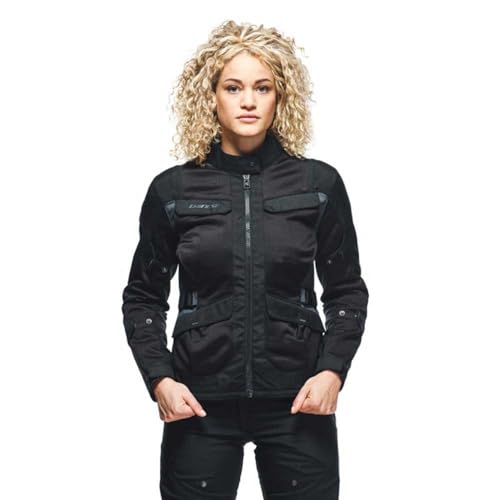 Dainese - Desert Lady Tex Jacket, Summer Motorcycle Jacket, Lightweight Technical Fabric, Protections On Shoulders And Elbows, Womens Motorcycle Jacket, Black/Black/Ebony, 40