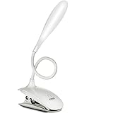 AMIR Rechargeable 16 LED Book Light, Clip on Reading Light, Flexible Desk Lamp with Touch Switch, 3 Levels Brightness Eye-Care, up to 8 Hours Reading. Perfect for Bookworms & Kids (White)