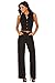 Roswear Women's Sexy Plunge V Neck Belted Wide Leg Jumpsuits Dress