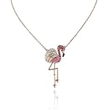 EVER FAITH Flamingo Pink Austrian Crystal Pendant Necklace Gold-Tone