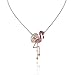 EVER FAITH Flamingo Pink Austrian Crystal Pendant Necklace Gold-Tone