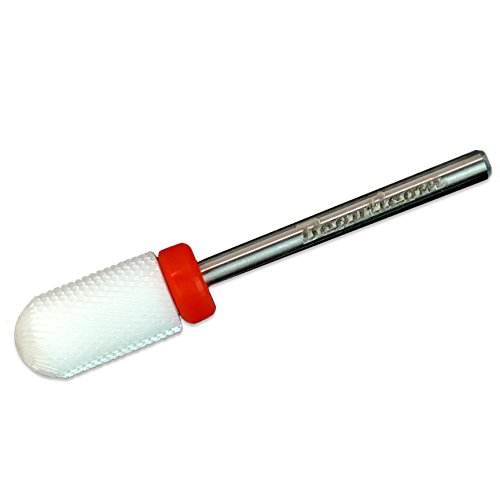 Beauticom Professional USA Ceramic White ROUND Top LARGE Barrel Bit Nail Drill (Grit: FINE) 3/32" Shank Size