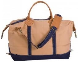Weekender 15" Leather Handle Duffel Color: Solid Khaki / Navy