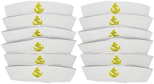 12 White Sailor Hats - hats fits kids and average adults, Dress Up Party Hats,