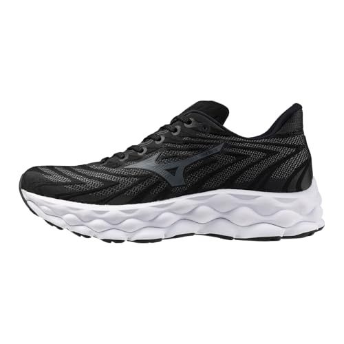 Mizuno Mens Wave Sky 8 Running Shoe, Black-Metallic Grey, 12