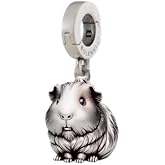 Bolenvi Guinea Pig Clip On Open Dangle Pendant, Omni Clasp 925 Sterling Silver Charms, Compatible with Pandora & Other Charm Bracelets, Necklaces and DIY Jewelry, Cute Charms for Jewelry Making