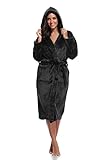 Luvrobes Women's Plush Fleece Hooded Robe Ultra-Soft Long Bathrobe