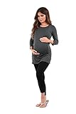 Women's Side Ruched Maternity Tunic Top by Rags and Couture - Made in USA,X-Large,Charcoal